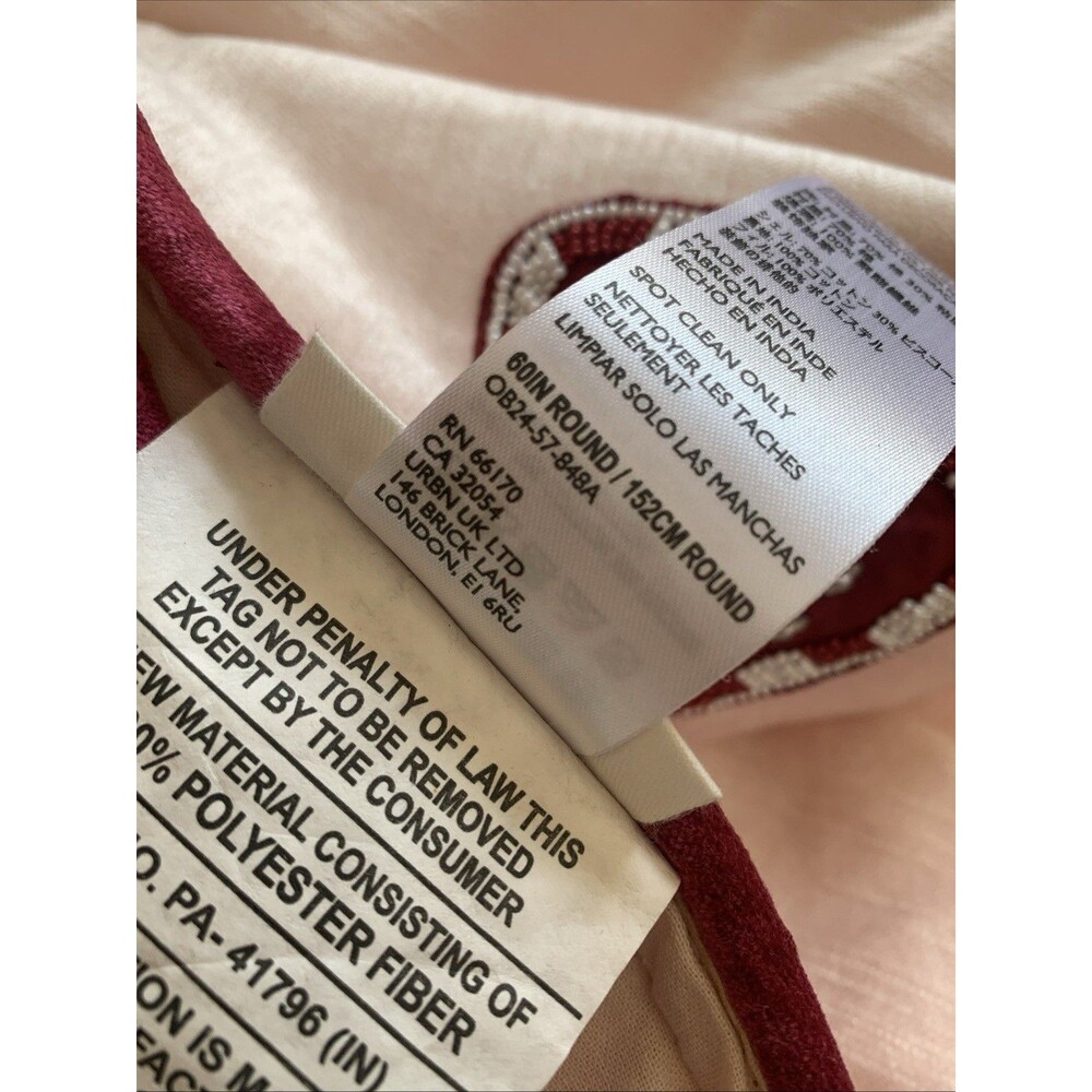 New Anthropologie Christmas Tree Skirt Coretta 60" Embroidered Beaded Pink Boho - Picture 14 of 16